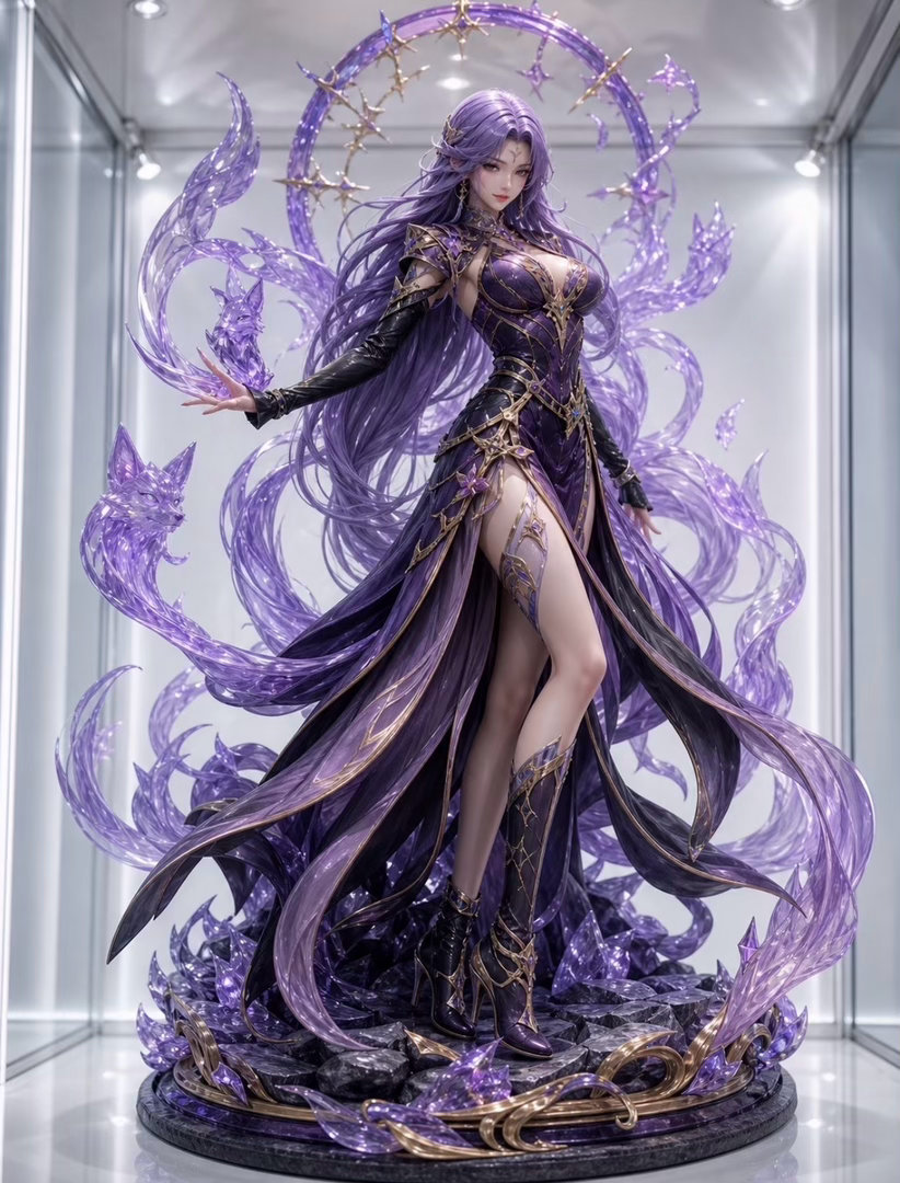 武魂殿的金白圣坛一亮，这组斗罗女魂师像把命运交汇前的一瞬都压进了琉璃展柜。前两张