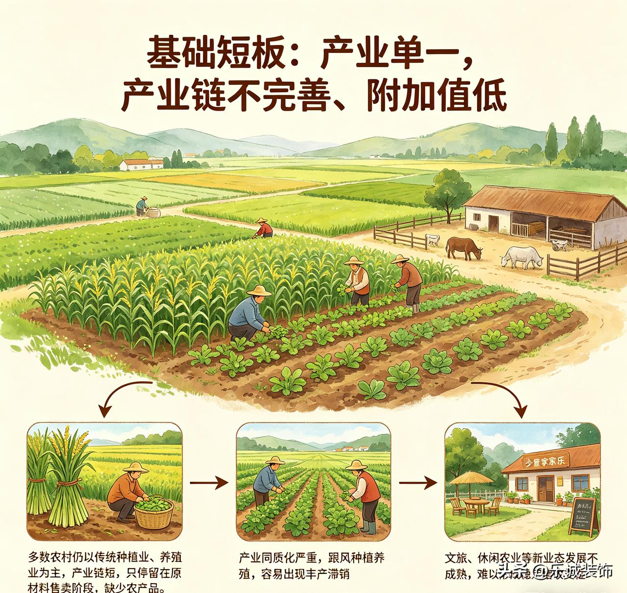 你觉得农村发展最欠缺的是什么呢?个人认为农村发展不是缺单一资源，而是人才、产业