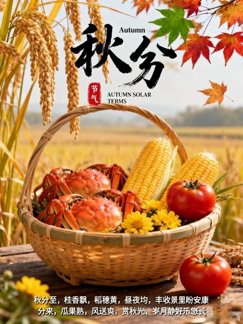【早安秋分至，天地正公允，日光月色各十二时，愿你生活亦得平衡：忙时有成果