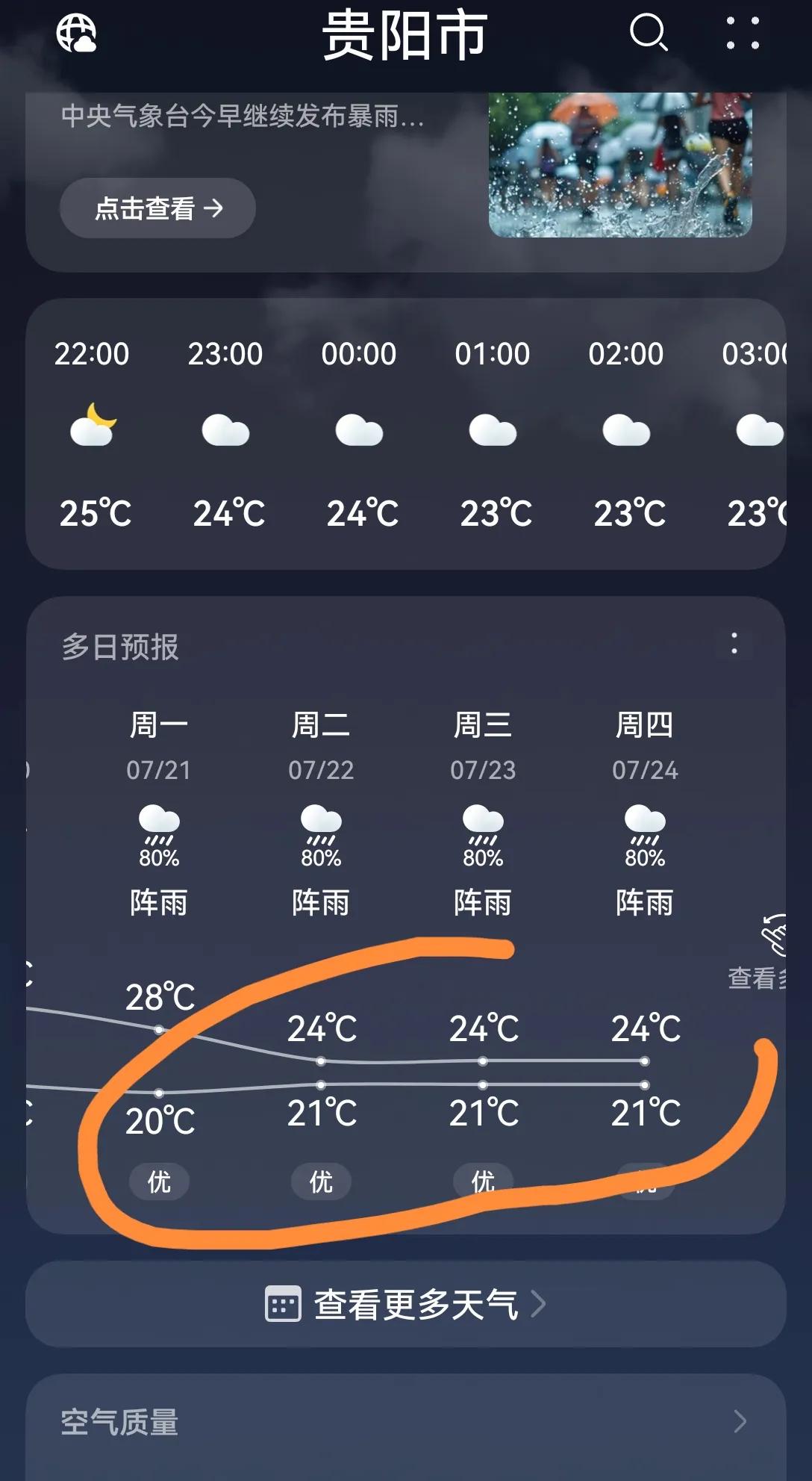 韦帕广东登陆，没想到盛夏的中国避暑之都贵阳也会变“冷“，但不破20度是最后的倔强