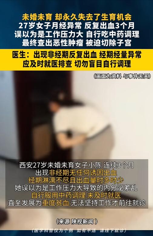 “悲剧还是发生了！”8月20日报道，陕西西安，一年轻女子连续三个月下面出血，非经