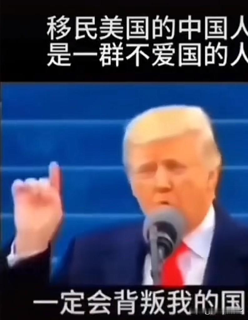特朗普是十分清醒的，将移民美国的中国人，定性为叛徒。一些人讽刺