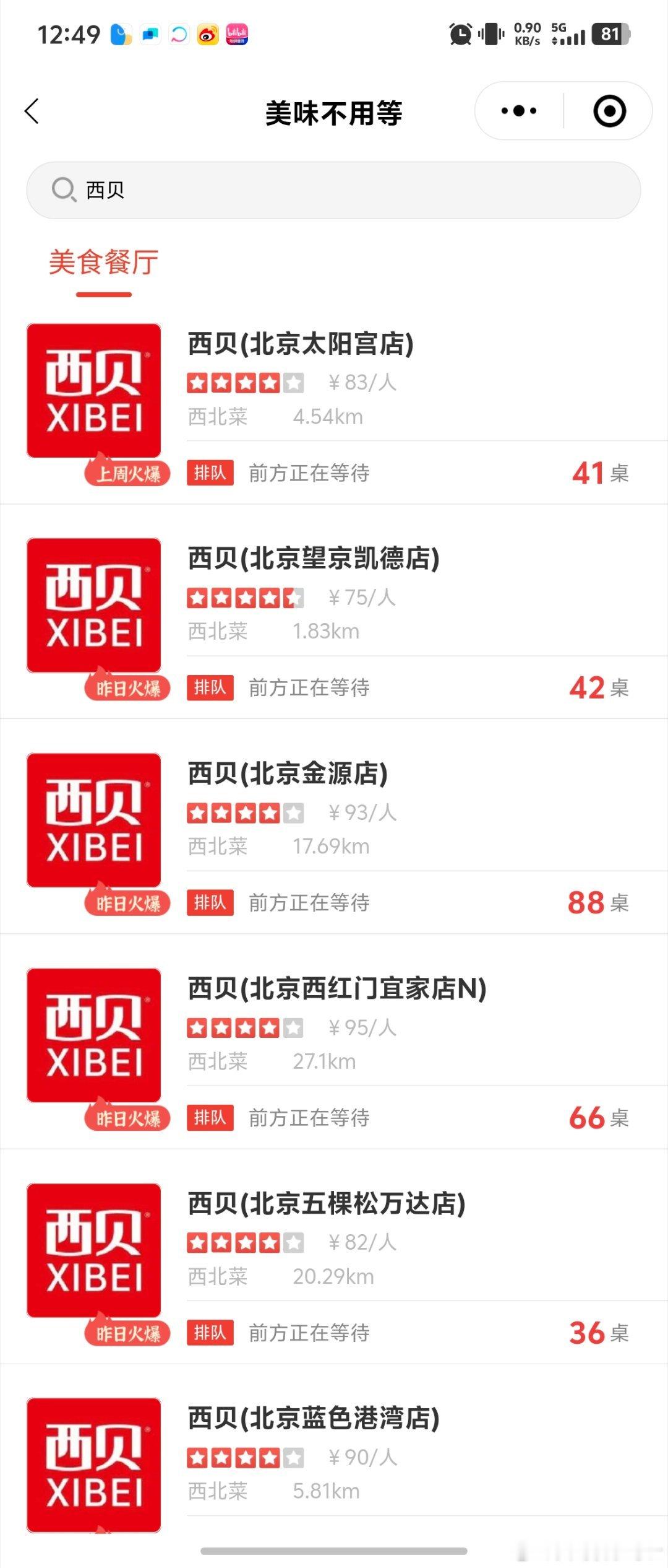 西贝又开始排队了说好的不吃了呢？怎么所有店都在排队我真的超爱西贝甚至会储值的那