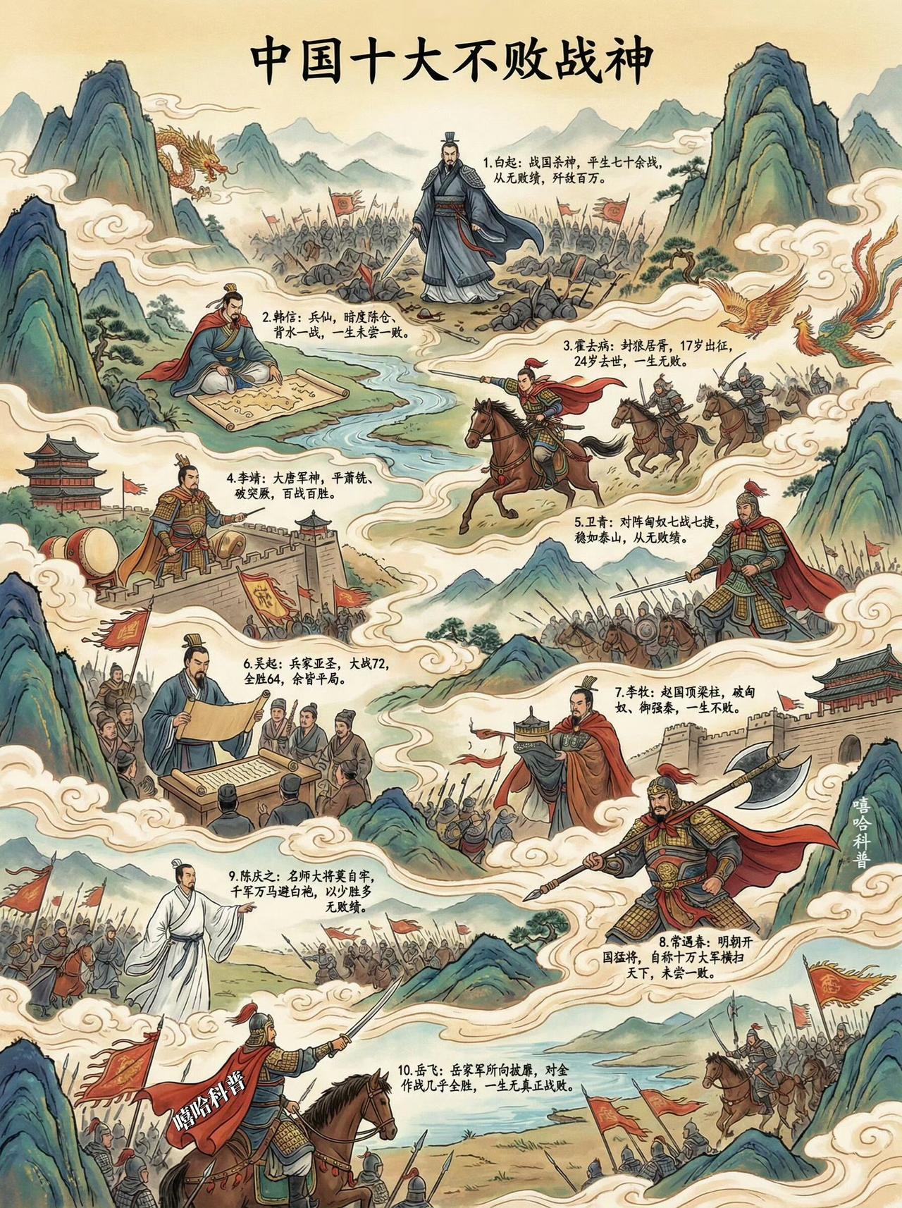 中国古代十大不败战神。​