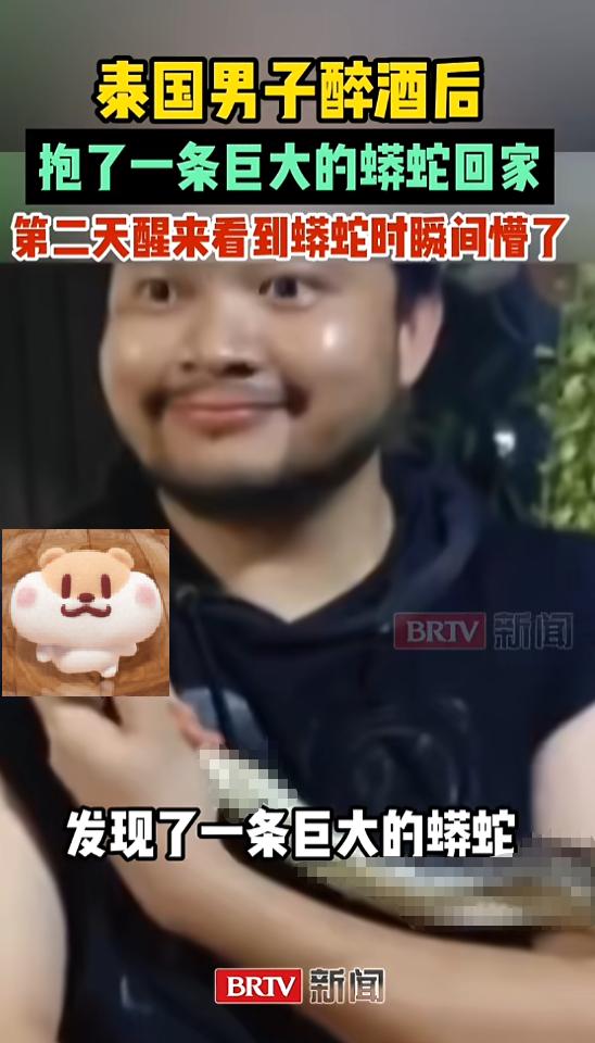 “太吓人了！”7月23日报道，泰国，一男子喝醉后，在回家路上，发现一条巨大蟒蛇，