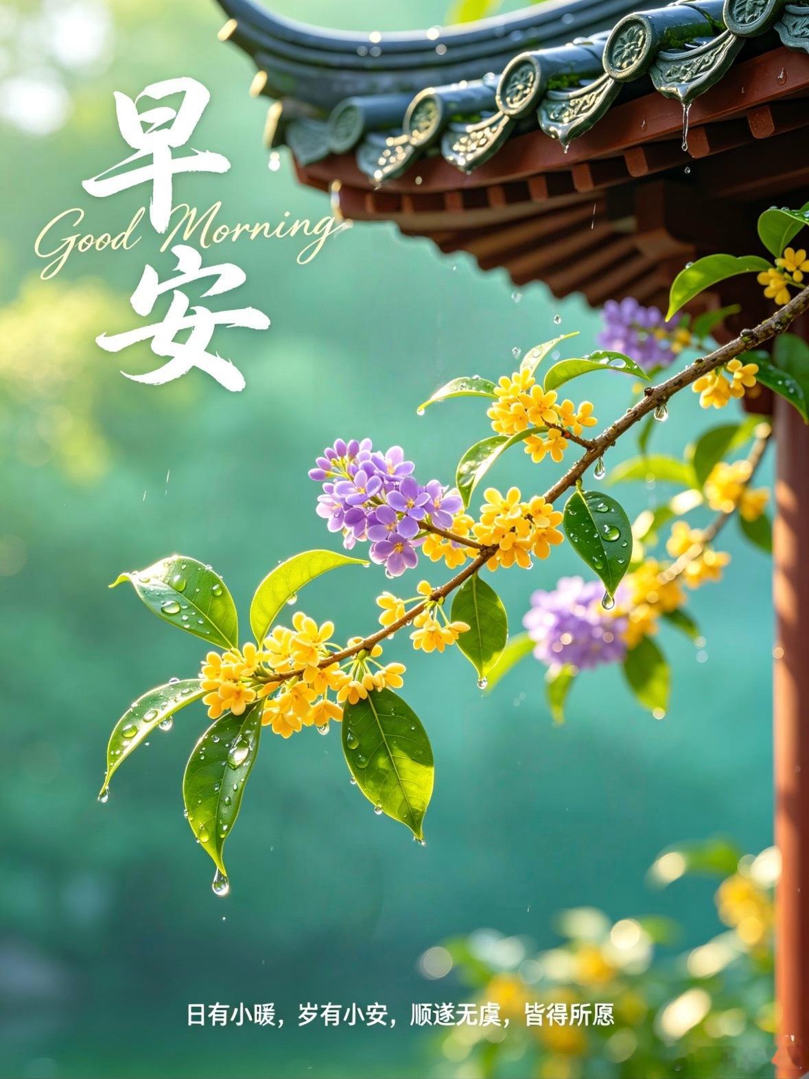 早安心语🌿清晨的温柔漫过时光，风携着花香轻轻拂面，愿日子清欢不扰，世事温柔以