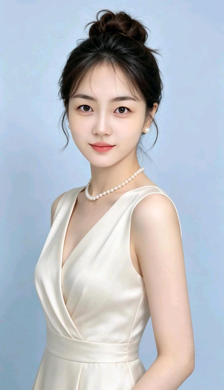 这位女士穿着优雅，珍珠项链很显眼。什么样的女人最令人着迷珍珠项链温柔风珍珠项