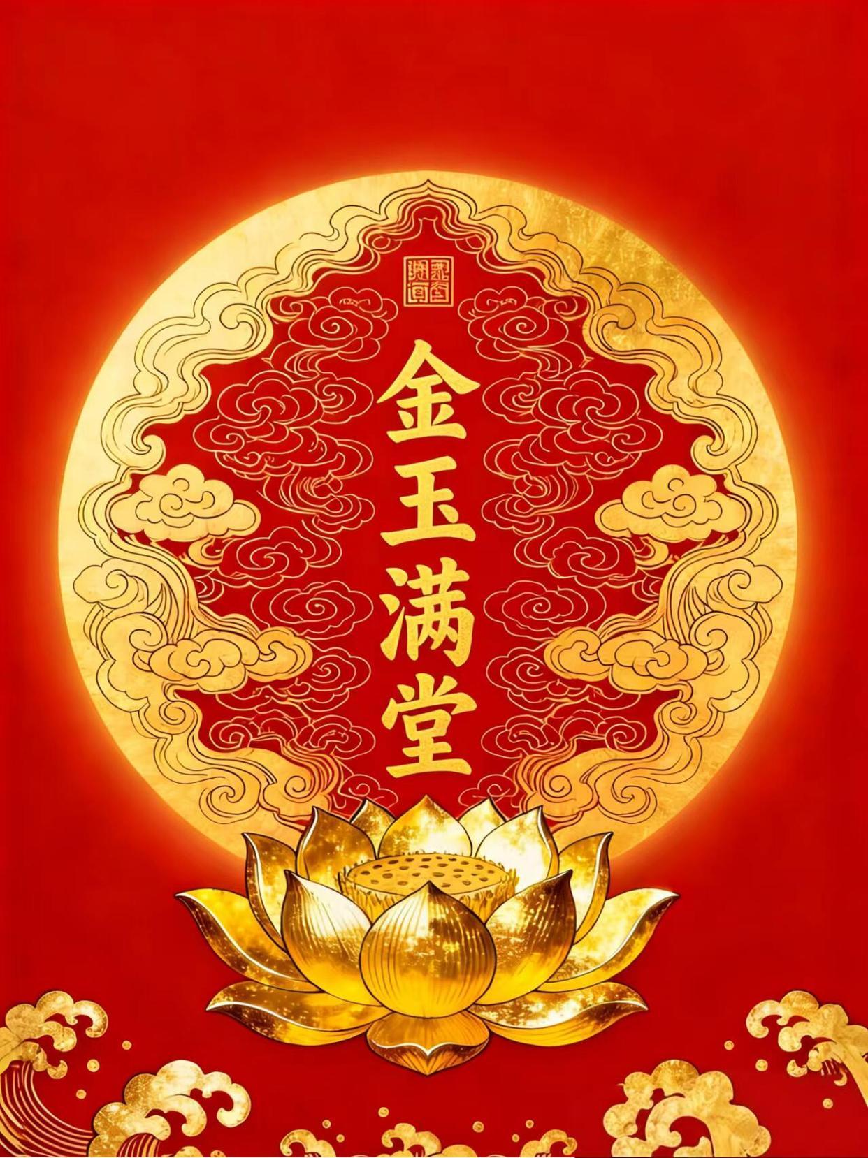 金玉满堂万事顺心招财纳福事业亨通富贵吉祥传统文化分享你的新春祝福