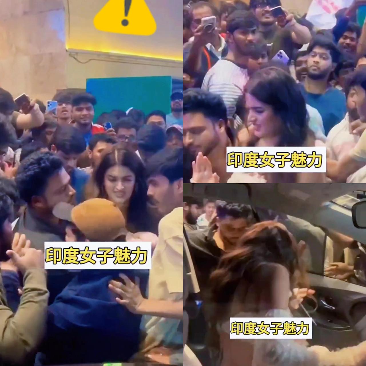 你敢信吗？印度女星宣传电影时，被几十个男粉丝围堵得水泄不通，又摸又扯，衣服
