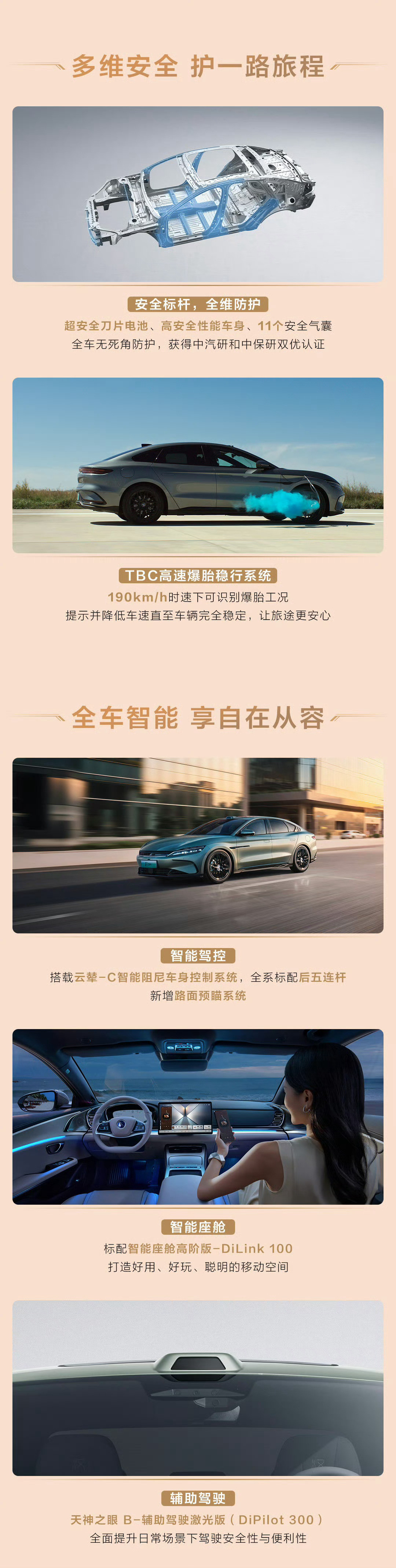 比亚迪汉上新245公里长续航，在美学、智能、安全等六大维度进行了全面升级，无论是