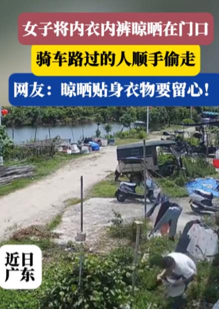 “离了个大谱！”9月12日报道，广东，一女子将内衣内裤晾晒在门口，没想到一名男子