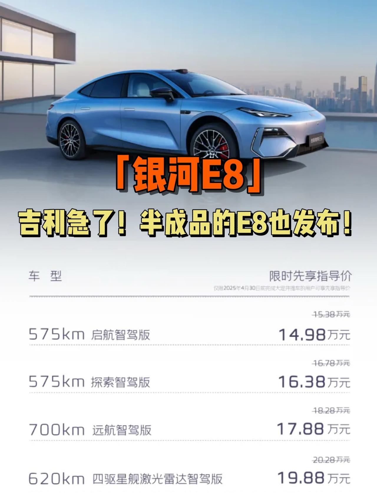 吉利急了！半成品的银河E8也发布