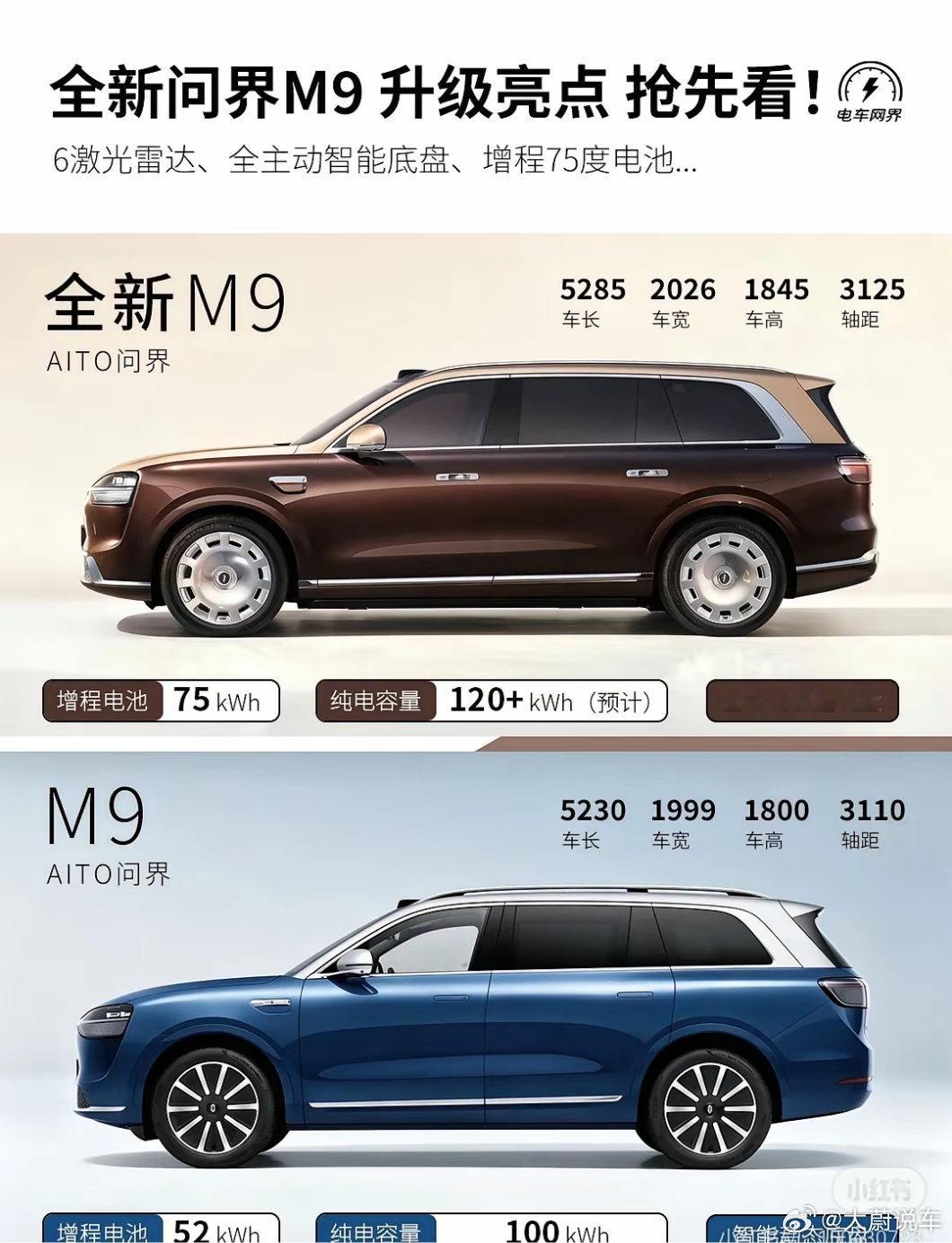 全新问界m9来了全新问界M9来了，尺寸全面加大，全新外观、全新的配色、全新的轮毂