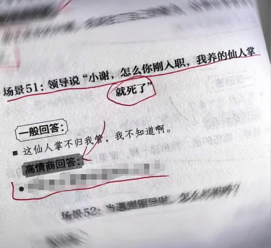 高情商训练——领导说：“小谢，怎么你刚入职，我养的仙人掌就死了？”此时高情商的