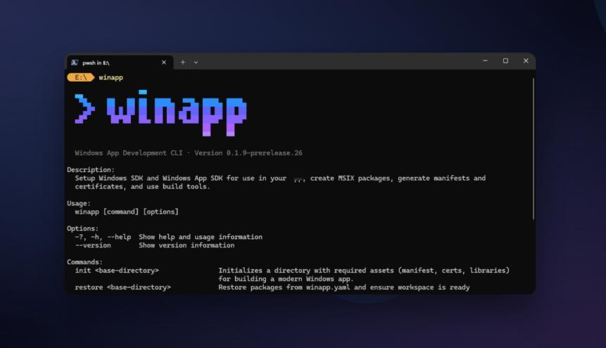 微软今天宣布推出Windows应用开发命令行工具（WindowsAppD