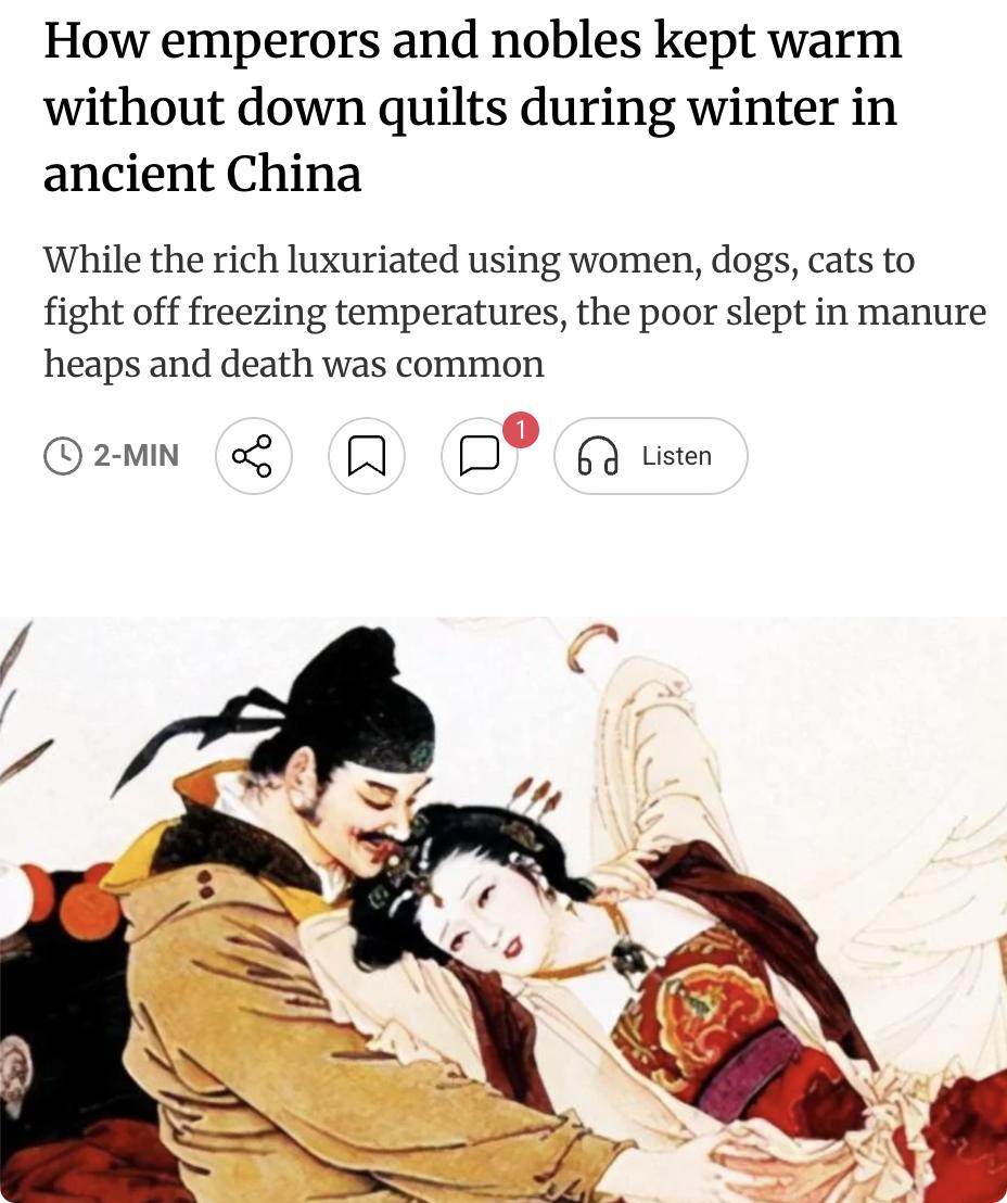 外媒：没有暖气和羽绒被，古代中国人如何熬过寒冬？在没有电力、暖气和羽绒被的古