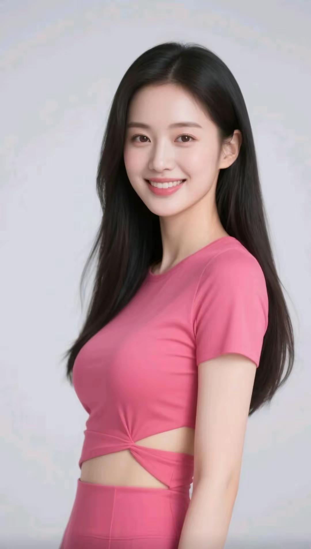 粉衣美人笑，春风满面来。