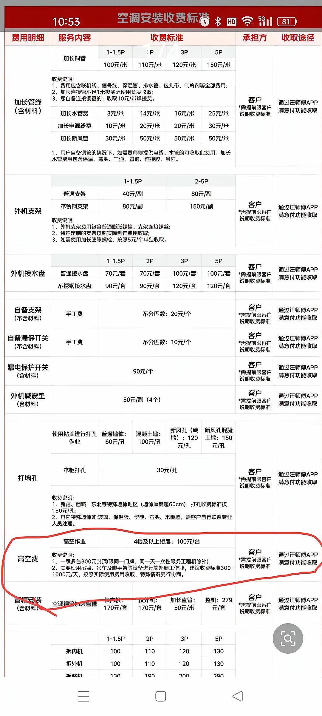 在京东上买了一台空调。京东上门来安装。我家是2楼，师傅吊装安装的。收取了吊装费。