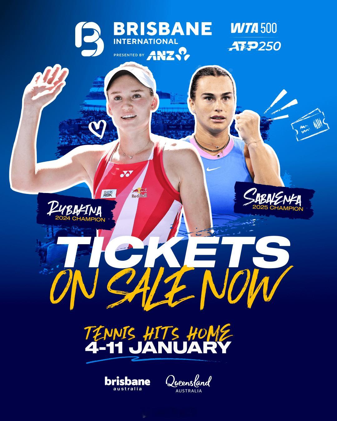 布里斯班WTA500正赛名单（48签前16种子首轮轮空）萨巴伦卡🇧🇾阿尼西