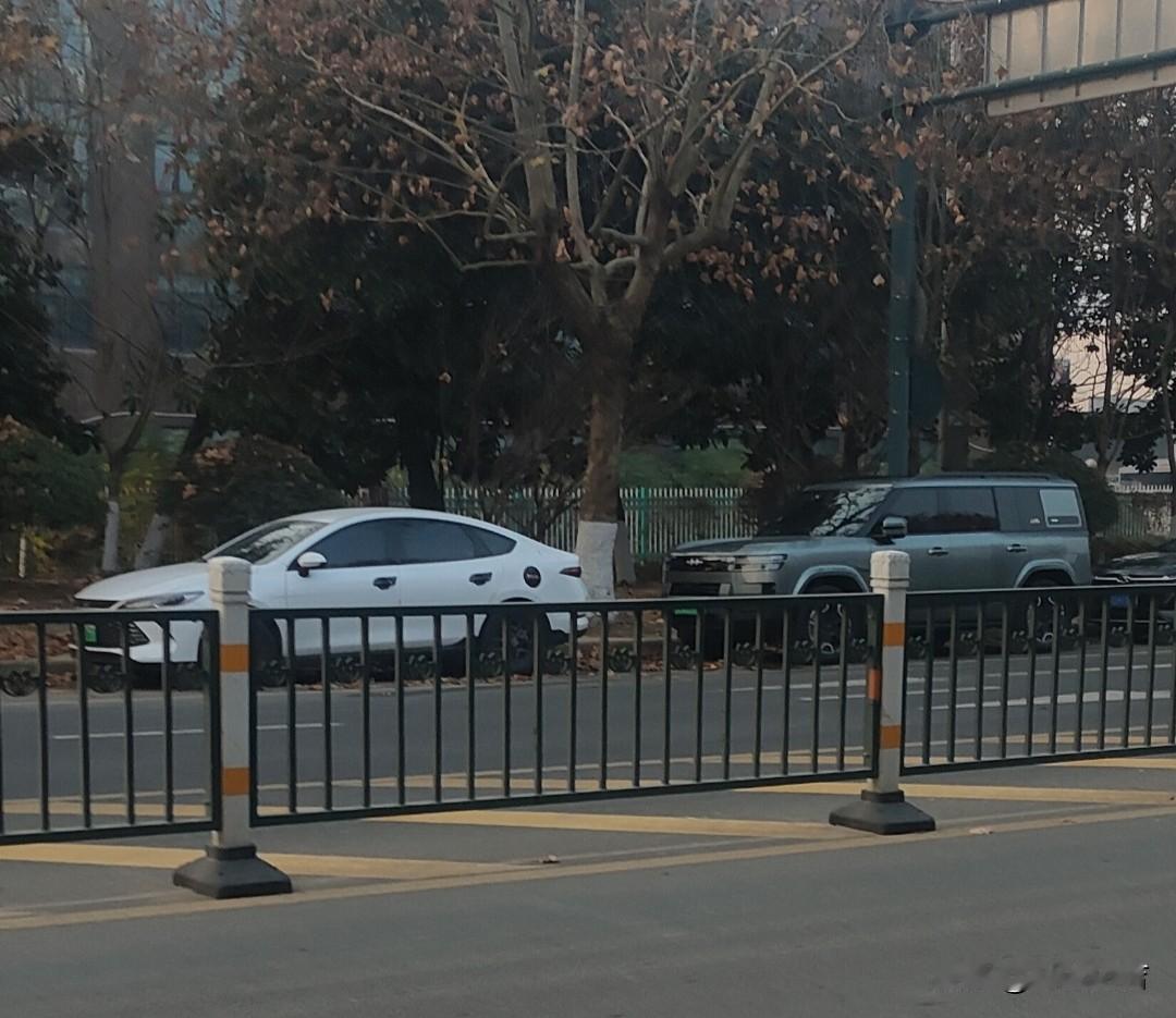 早上来上班，你们知道我发现什么了。在路边发现了一辆我梦寐以求的车，方程豹钛7。它