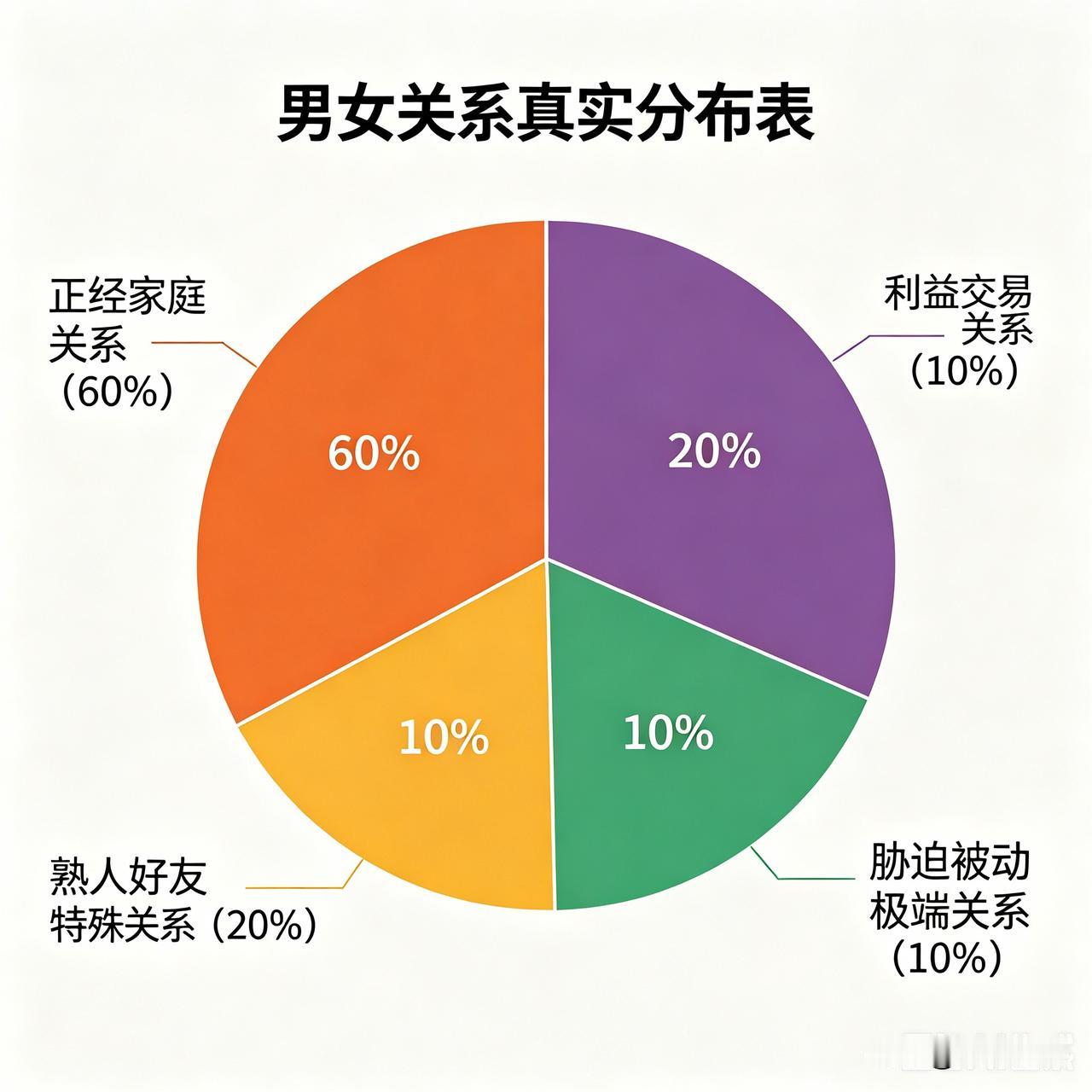 男女关系真实分布表！成年人的感情真相，现实而客观成年人的男女关系，看似纷繁