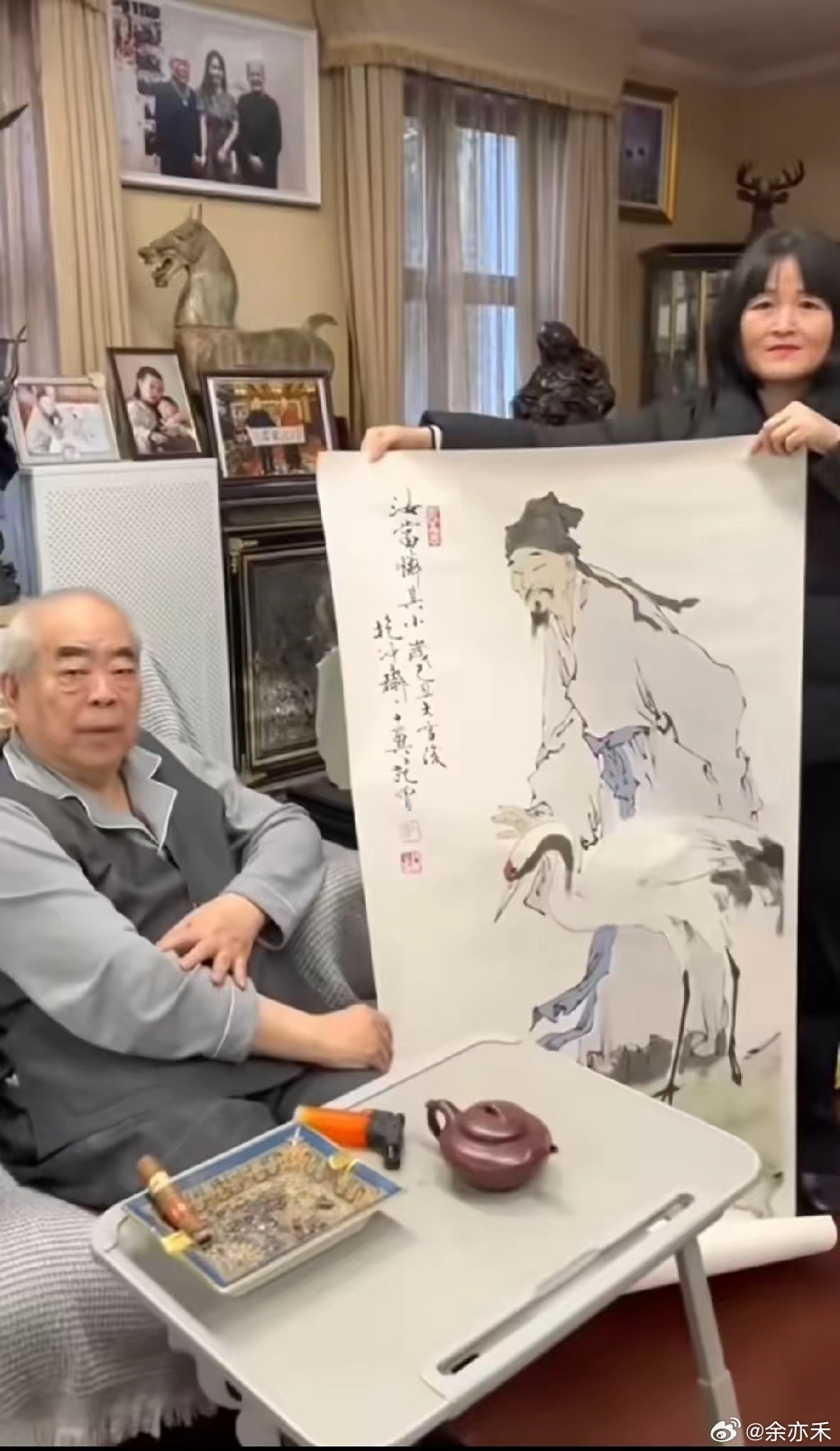 范曾大师的画，一位老人和仙鹤，640万。