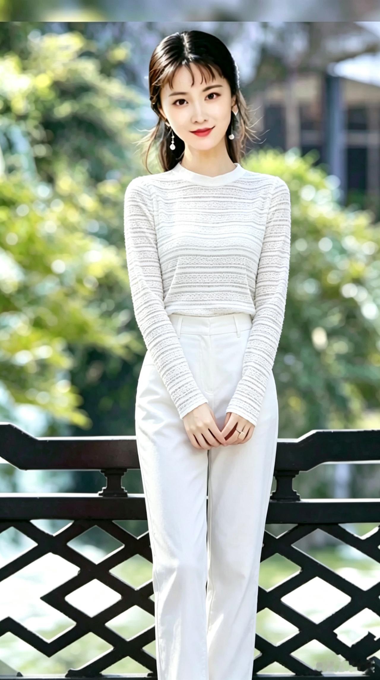 优雅白衣少女，清新自然，气质动人。