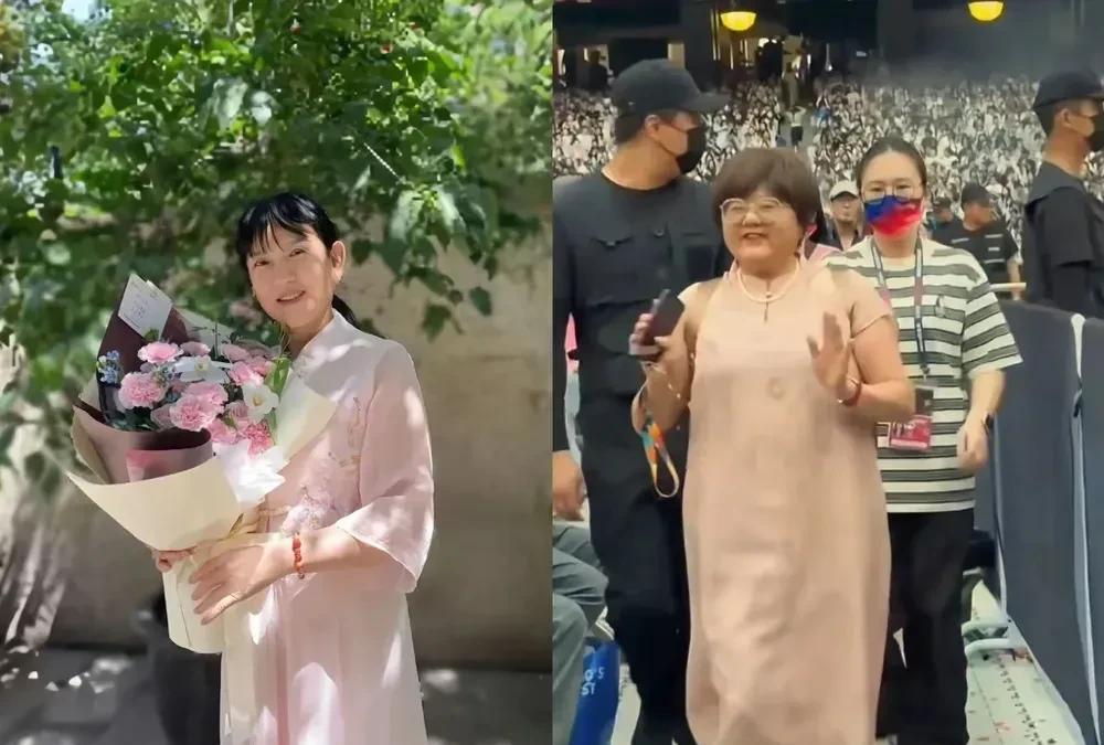 谢娜妈妈和张杰妈妈的同框穿搭，堪称“中老年时尚反差秀”现场。两位长辈撞上裸粉色长