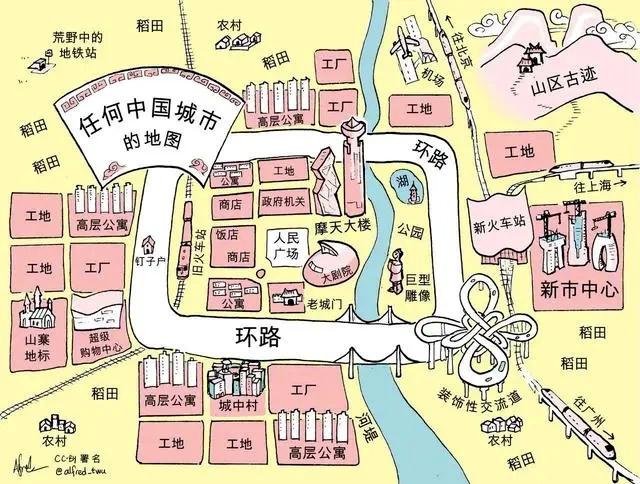 据说大部分中国城市，都可以用这张地图...