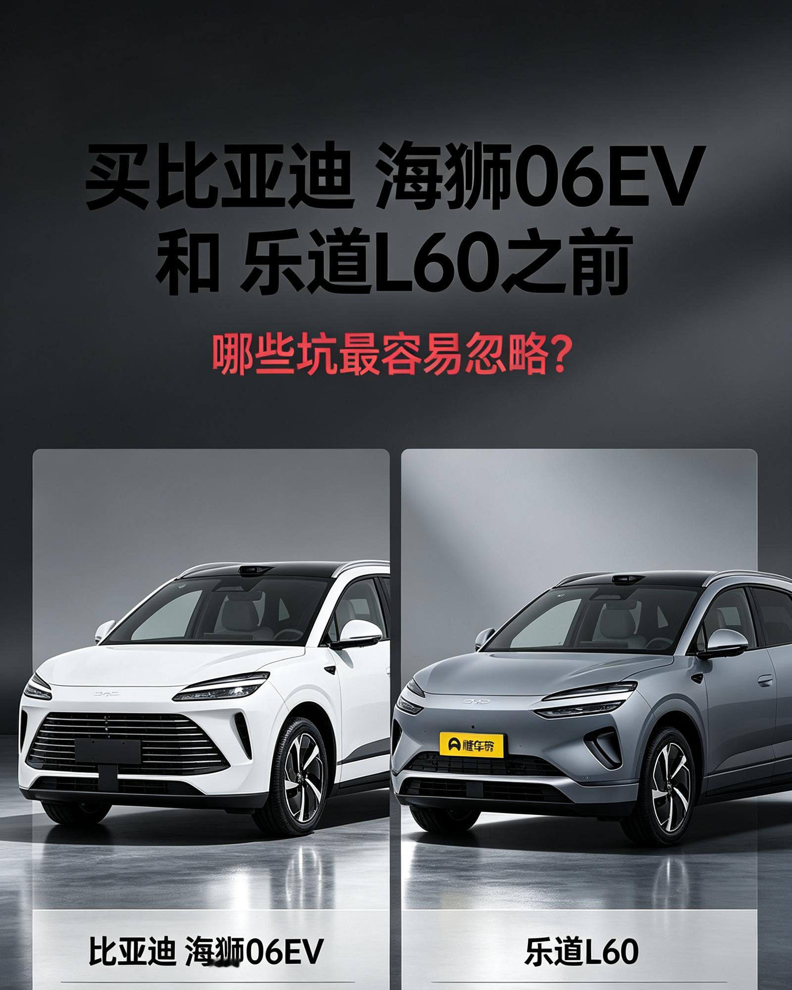 买海狮06EV和乐道L60前，这俩坑最容易被忽略打算入手这两台中型纯电SUV的朋友，先别急着冲着外观