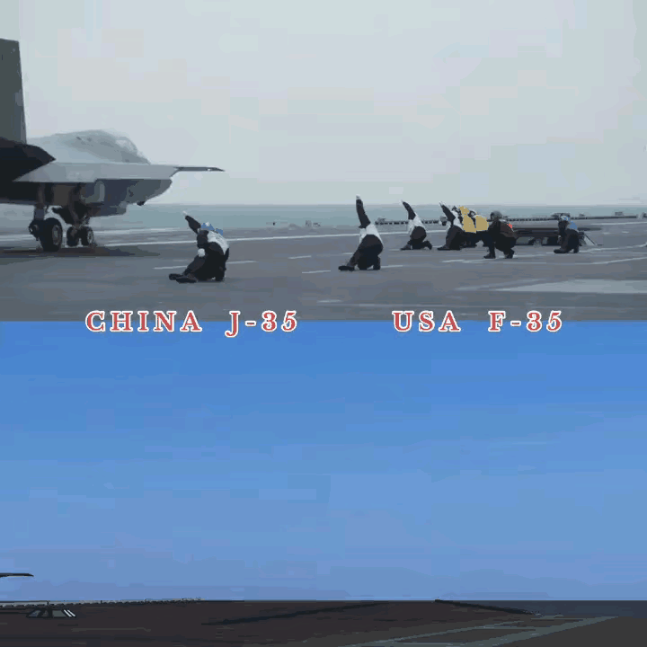 好家伙，被F-35C吓一跳，以为直接钻海里去了呢！电磁弹射和蒸汽弹射对比也太