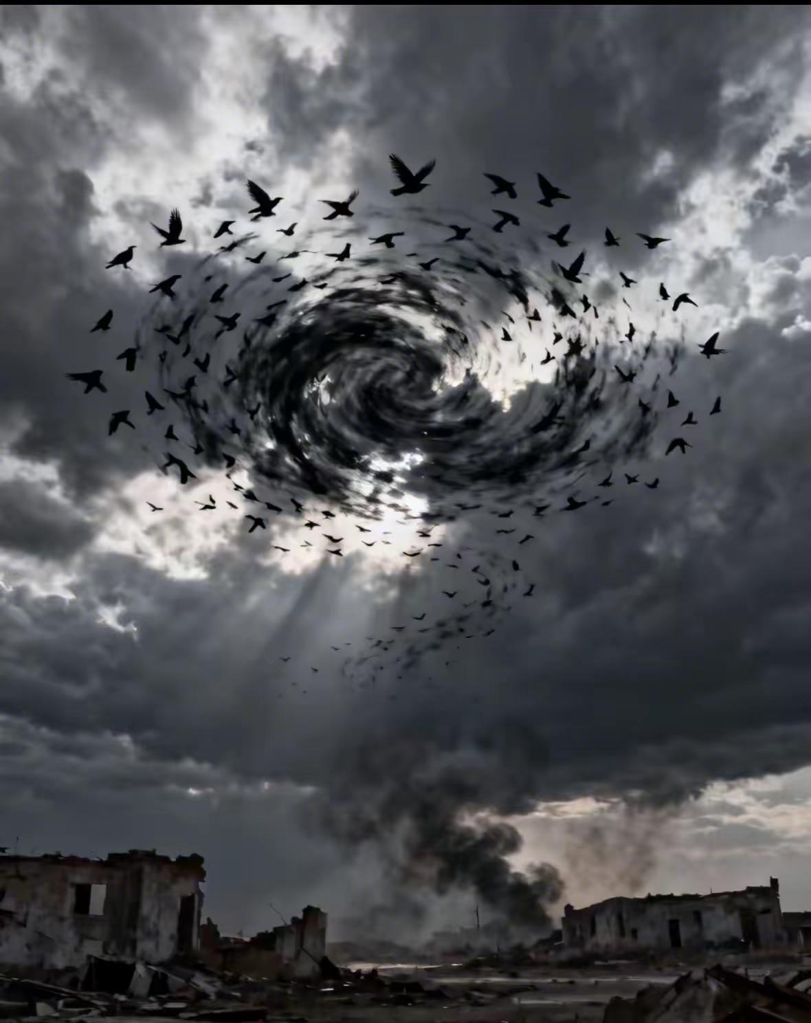 特拉维夫乌鸦蔽日，圣经预言正在应验？近日，以色列首都特拉维夫上空乌鸦成群、