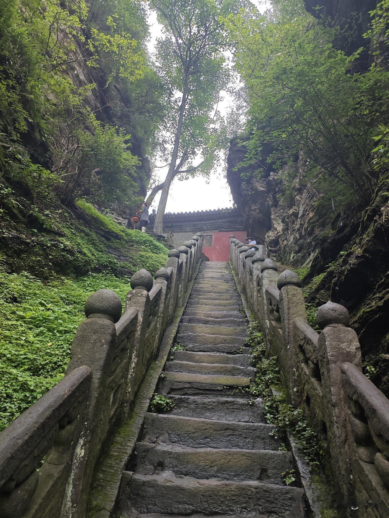 苏幕遮16·武当山明神道石阶长，岚雾杳。莲柱临崖，隐入烟林杪。古径苔侵千叠
