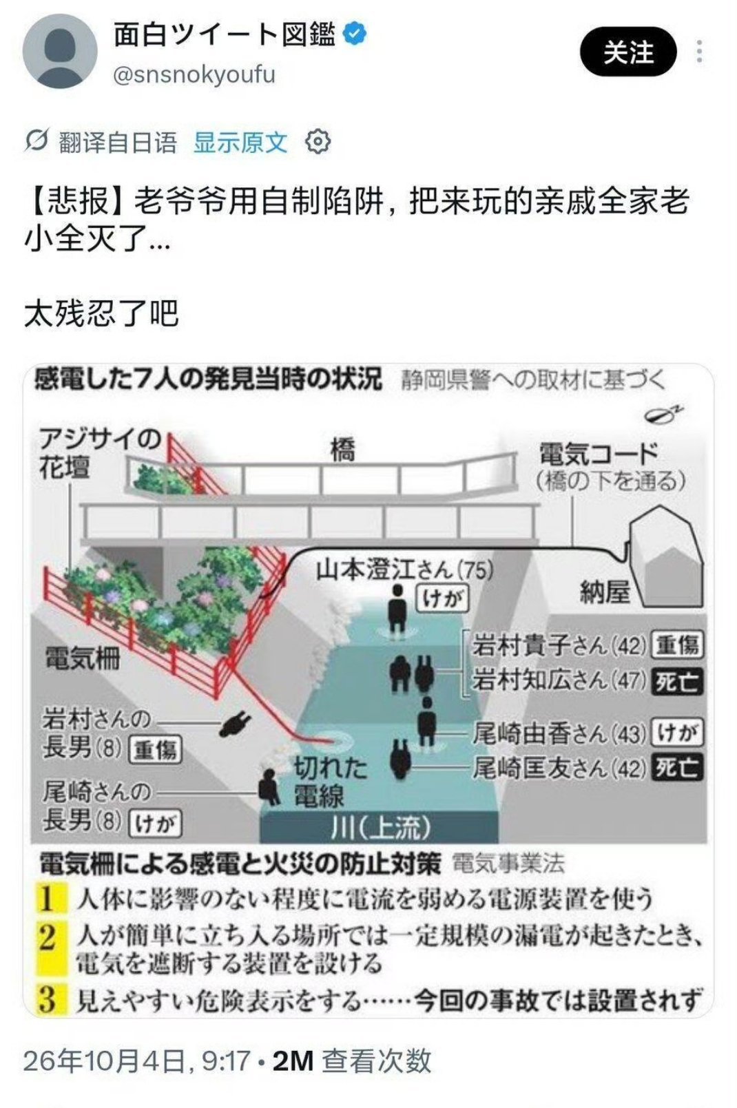 卧槽。。。日本有个老头，用自制陷阱把亲戚一家团灭了。。。。​​​