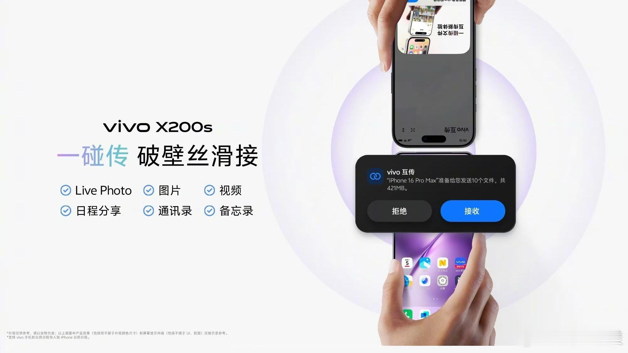 vivoX200svivo这是解决了苹果用户换机的主要痛点…一碰互传、双击互联