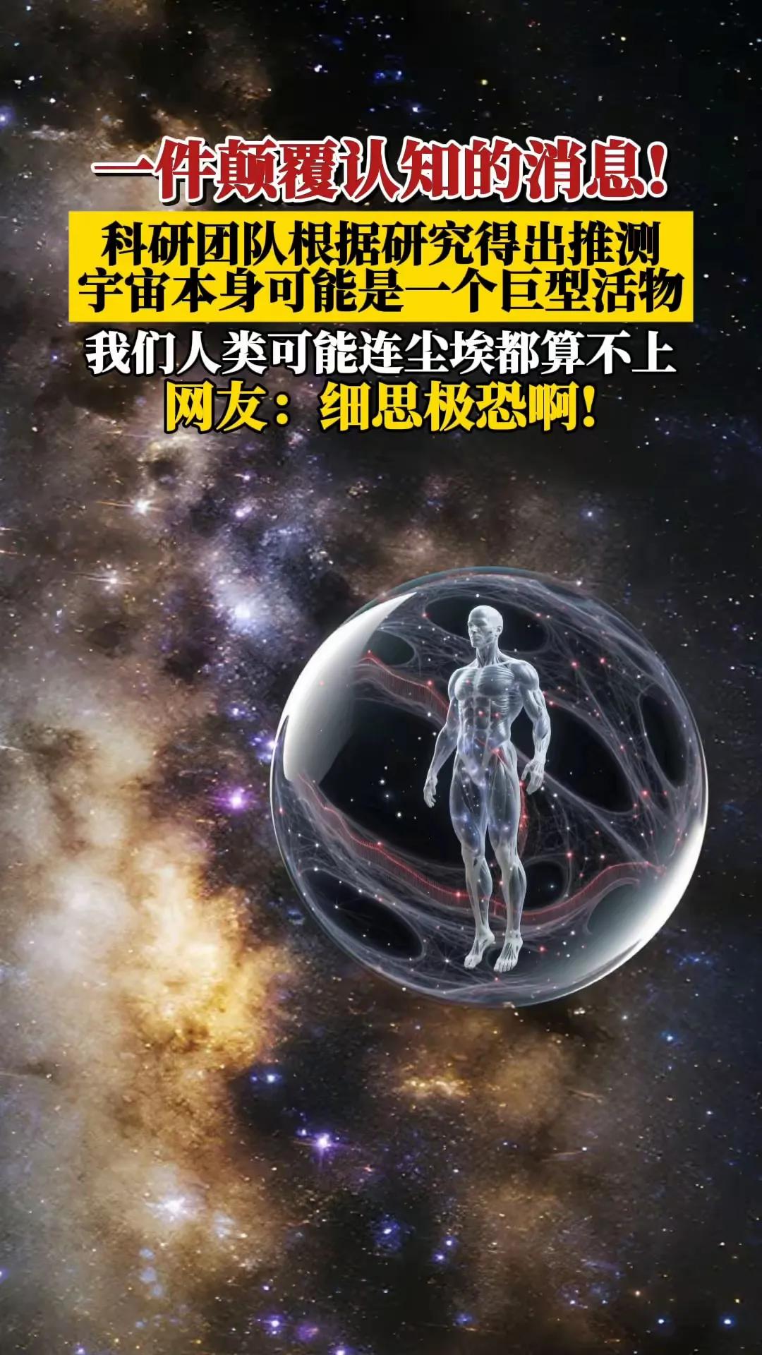 宇宙是一个巨型活物？？？是的，一项国外研究显示，人类和地球就像是尘埃。其实我