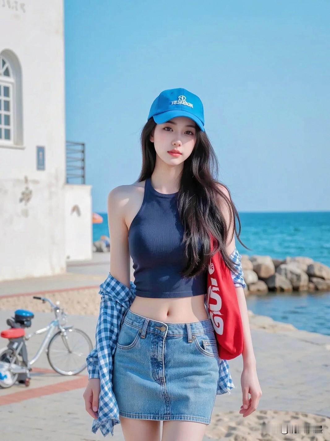 海岸灯火璀璨，海水静无波澜，倒影映在水面，月光不明黑暗，繁星几颗眨眼，夜里无眠