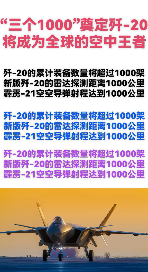 “三个1000”奠定歼-20将成为全球的空中王者