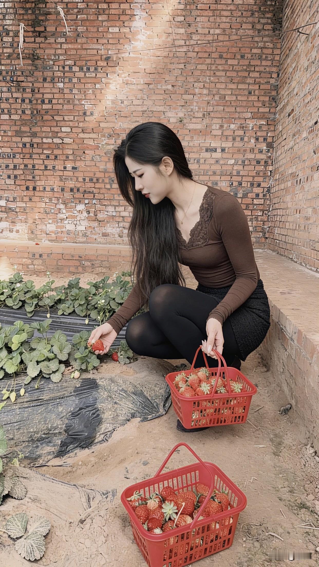 有没有简单又有范的女生穿搭复古砖墙前，优雅黑裙与长靴的完美搭配，尽显都市女性魅力