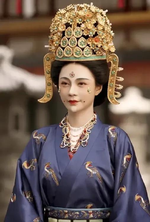 太平年里，钱弘俶丈母娘，头戴的九钿三翅冠和沈梦辰的萧淑妃撞同款了。钱弘俶娶了海