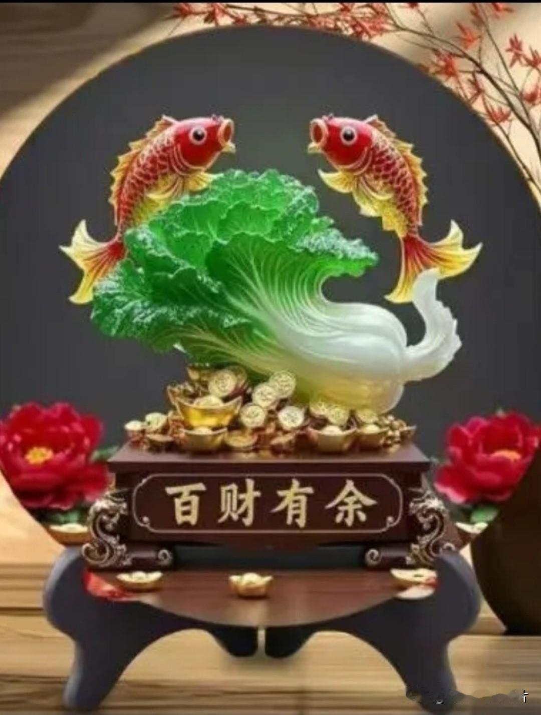 白菜纳百财，红鲤跃发财。