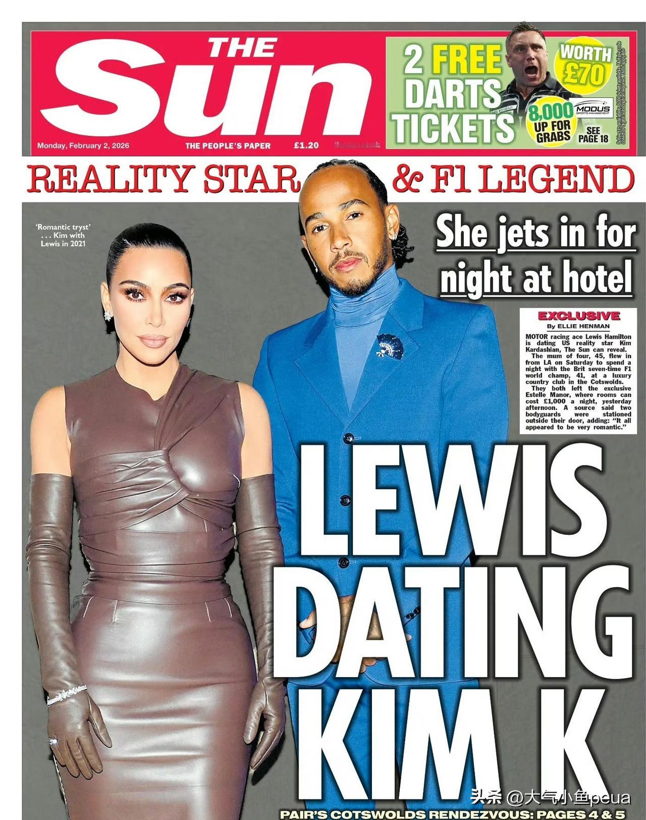 卡戴珊新恋情曝光刚看到这绯闻还以为是《太阳报》又编假料，没想到真有人拍到两人在