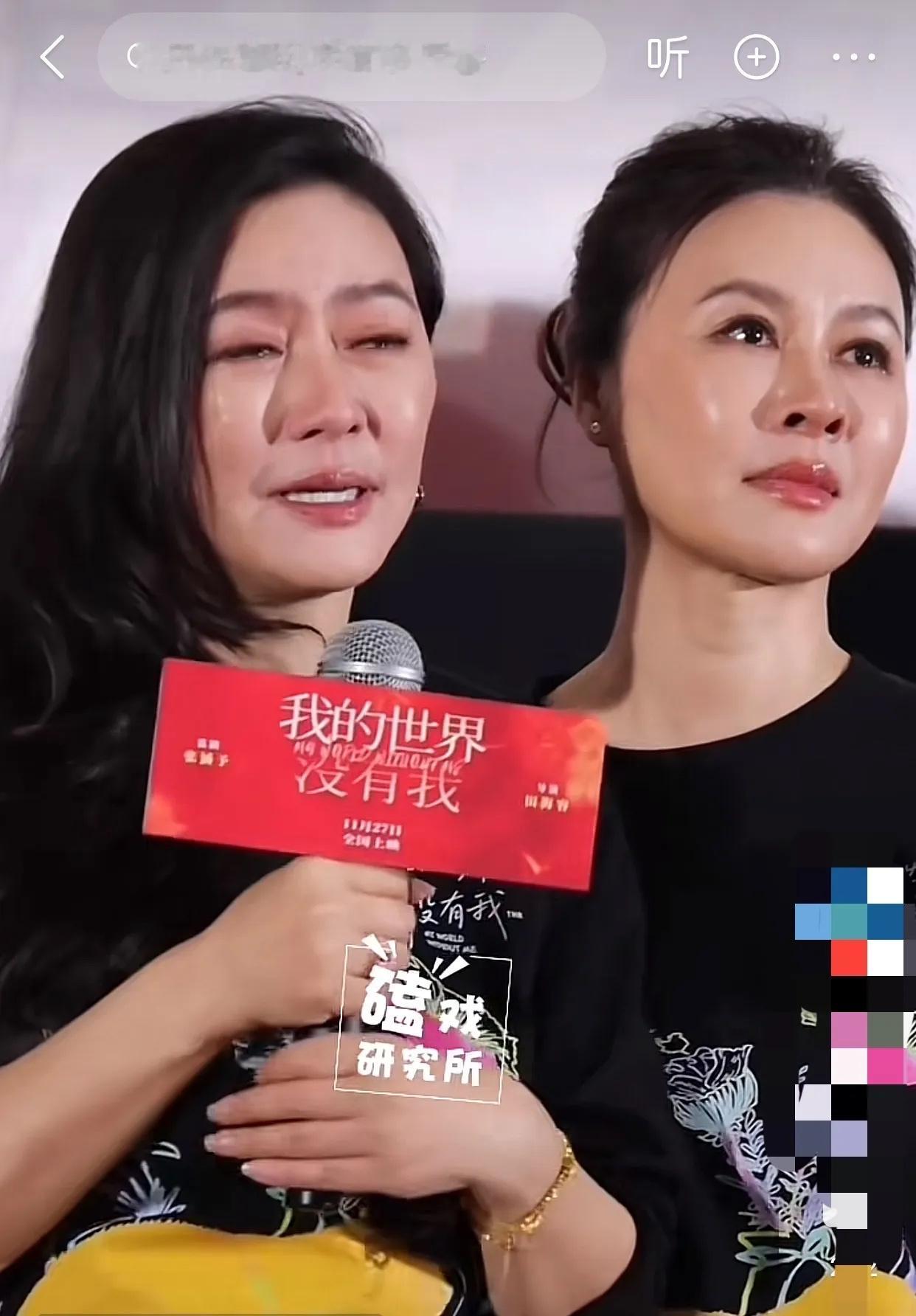 我的世界没有我，首映礼上，田海蓉哭的梨花带雨，妹妹眼含泪珠，深情感谢300万的预