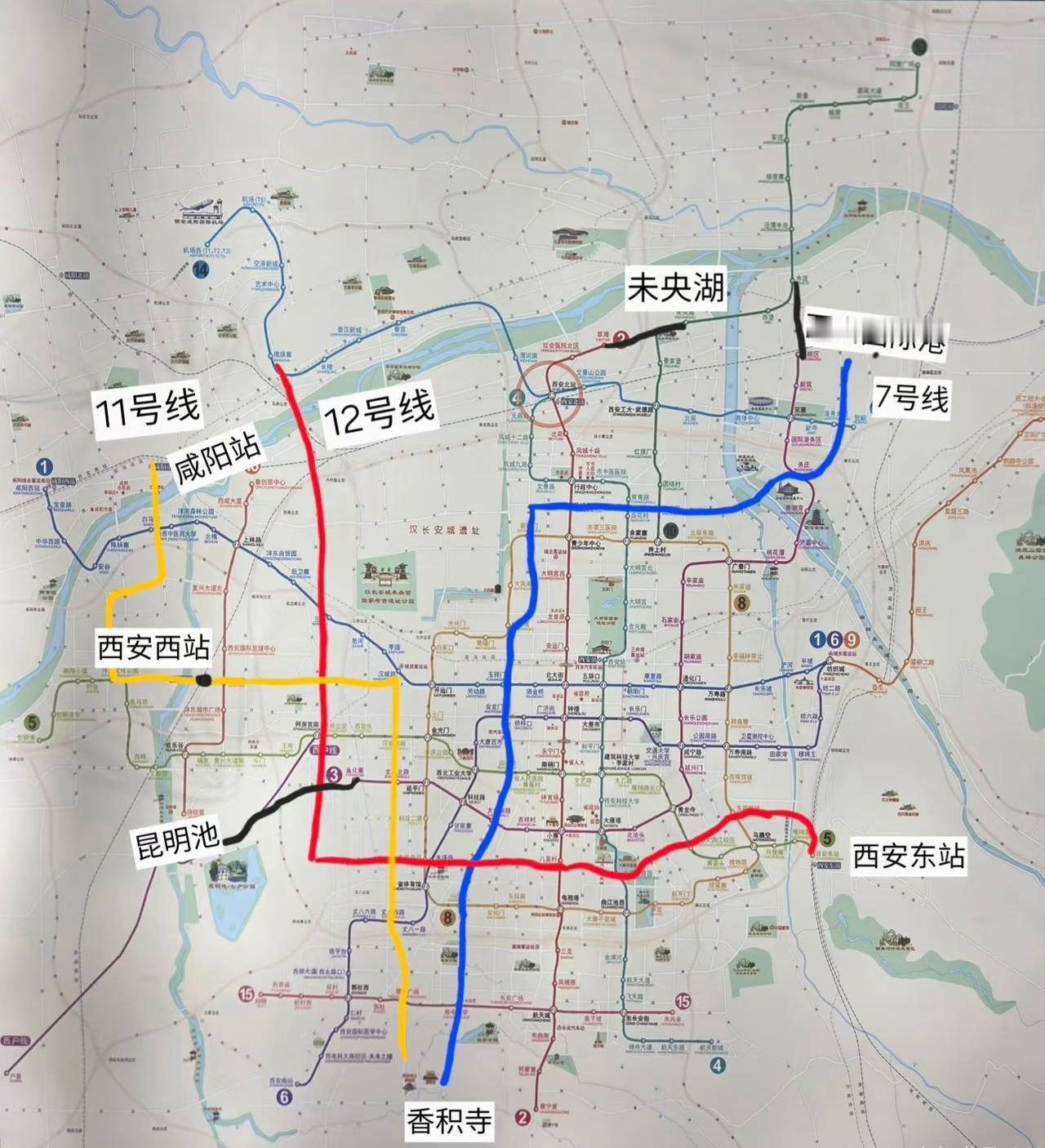 令人惊讶的是，高新区仅有西安地铁12号线这一条线路。[笑着哭][笑着哭][笑着哭]西