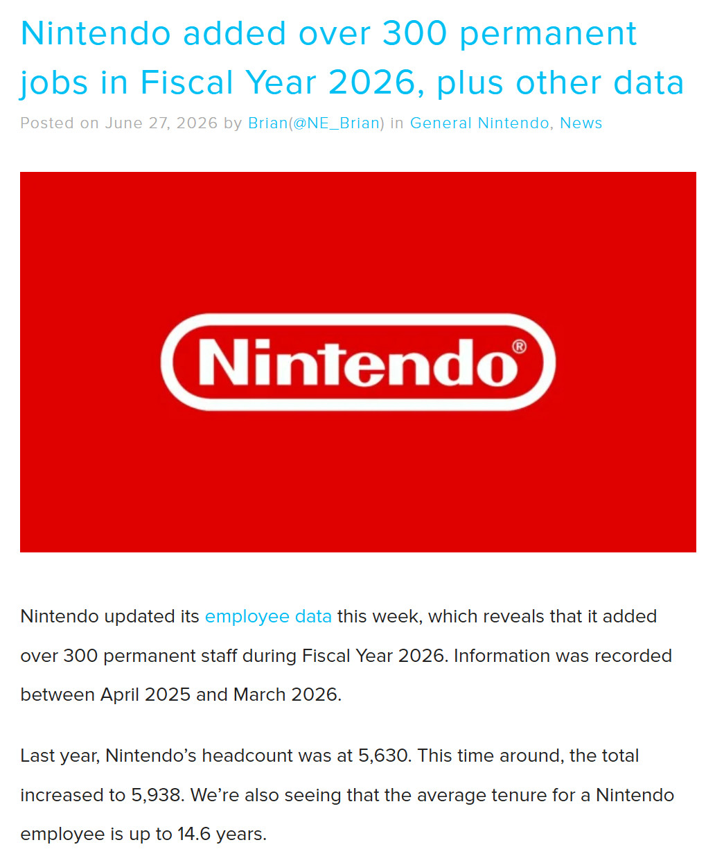 外媒NintendoEverything整理任天堂2026财年财报相关数据，在全
