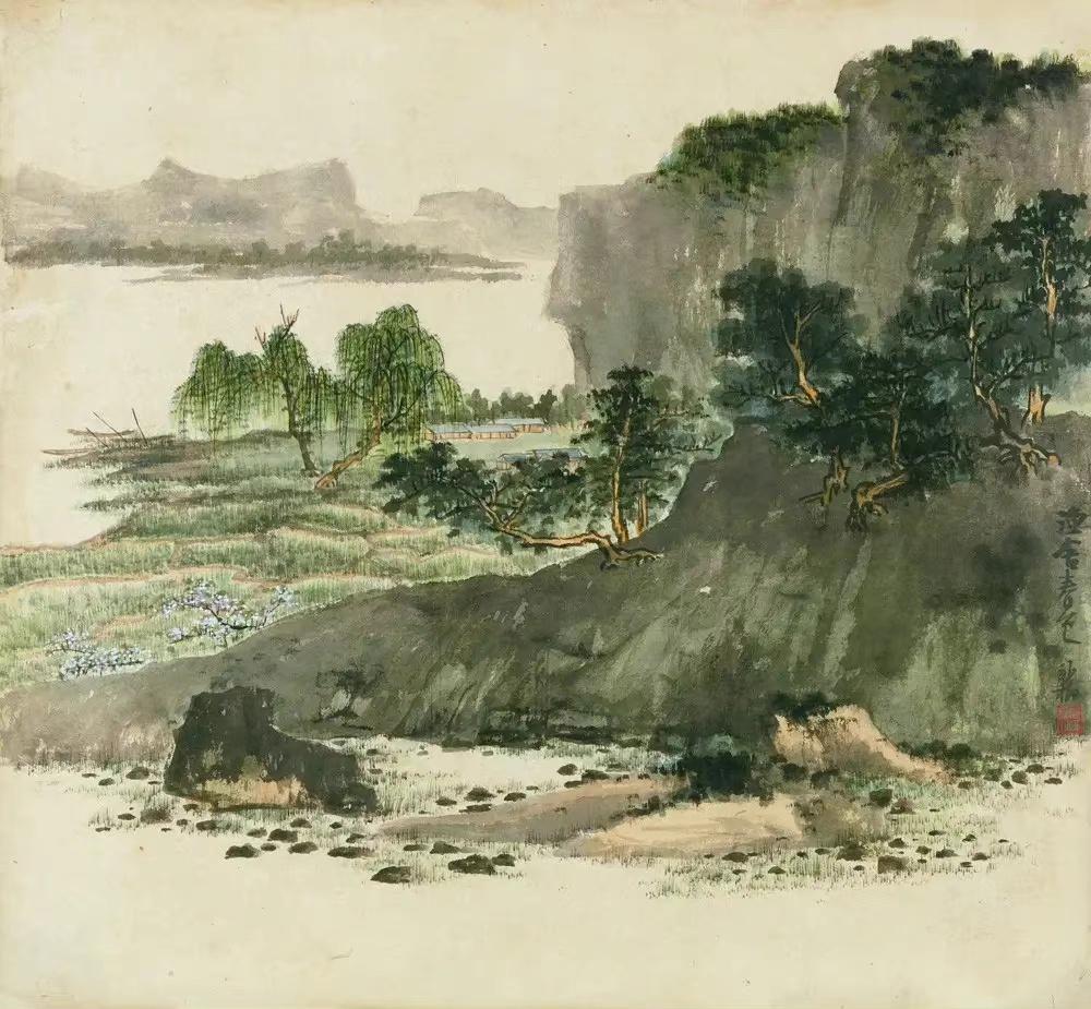 【近现代青绿巅峰：谢稚柳，重塑中式山水高级审美】青绿，是中式山水最动人的底色，