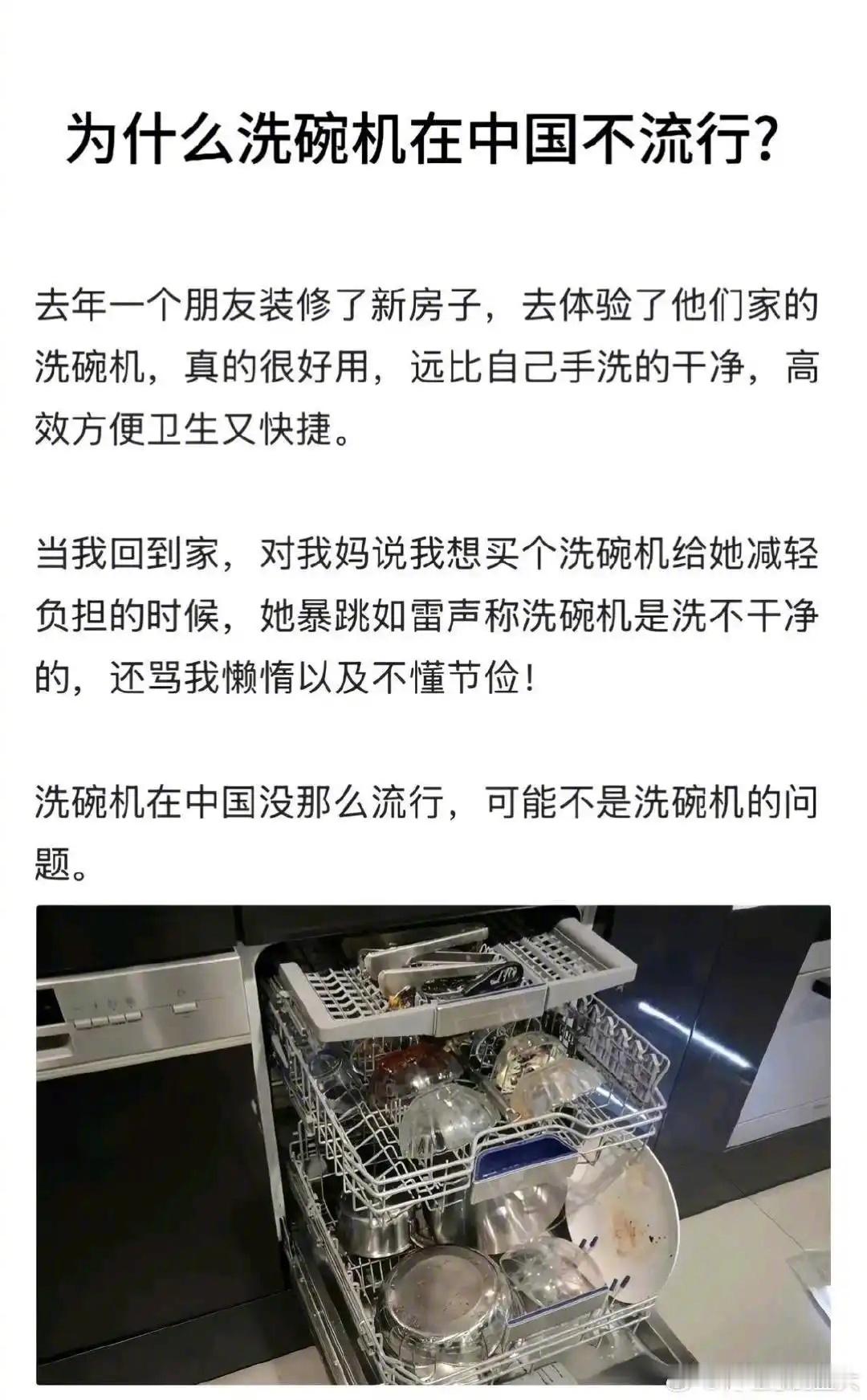 为什么洗碗机在中国不流行？过年买年货要是买个洗碗机我觉得挺好，过年家里能省好多事