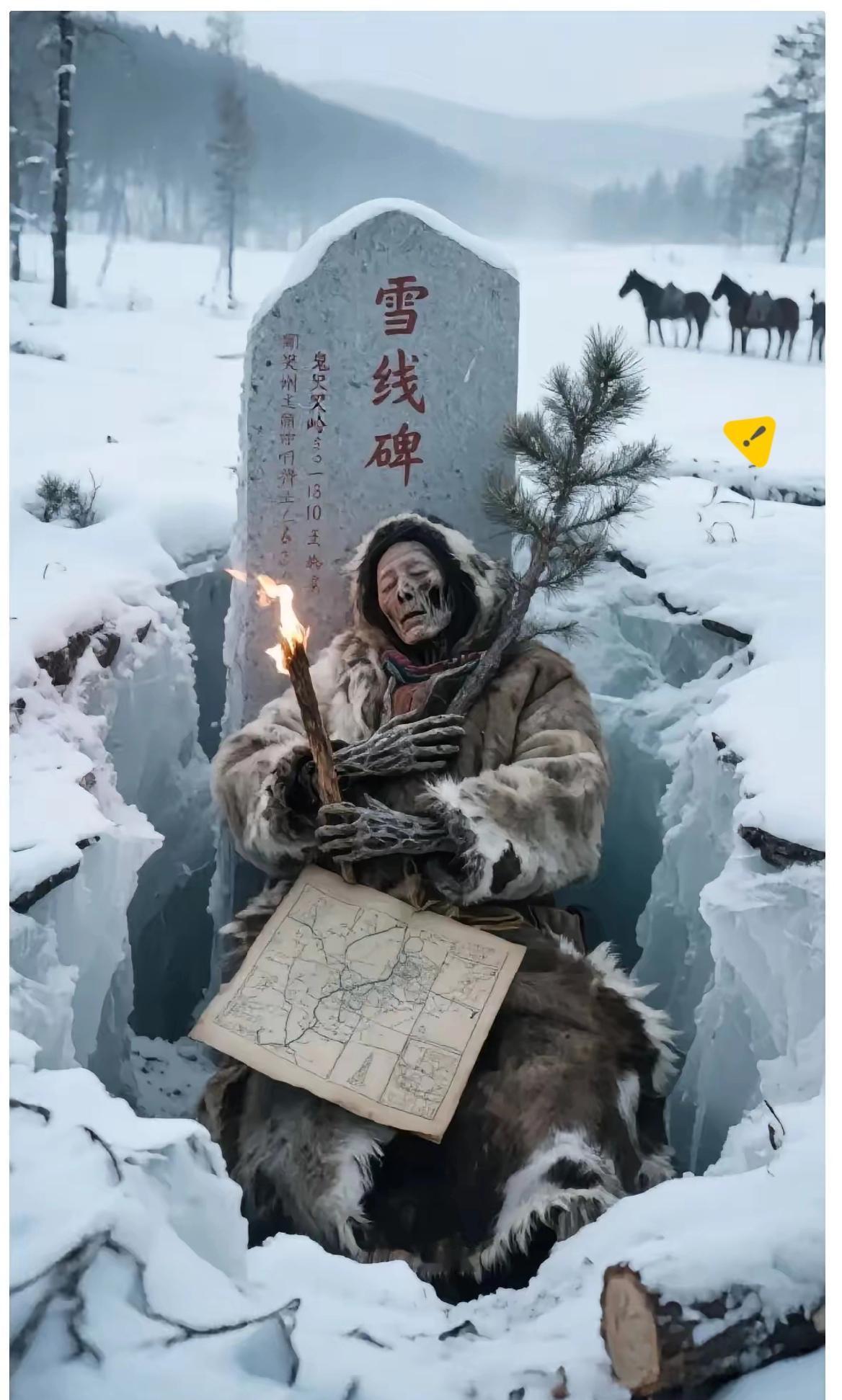 漠河雪线碑惊现,光绪妻血染冻原,37图救百人传奇❄️冻土突然裂开，冰窟