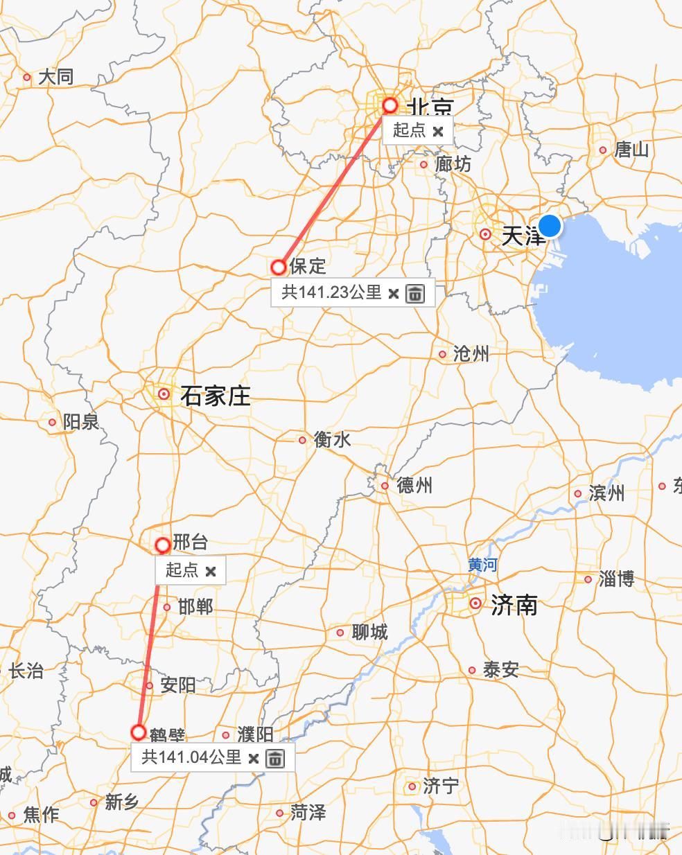 北京到保定的距离，可以装下四座城市，高速上一个小时可以穿过四座城市……省