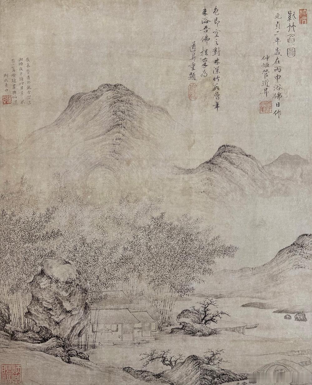 国史古风【中华名画欣赏管道昇（传）——《紫竹庵图》】《紫竹庵图